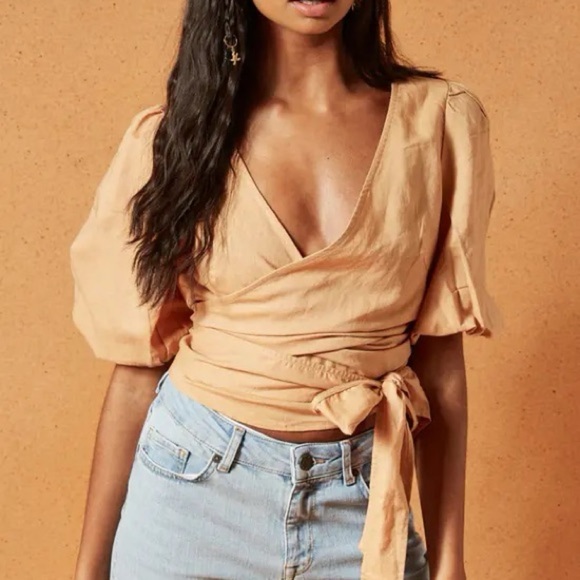 Charlie Holiday Tops - Charlie Holiday Orange Saint Wrap Women’s Sz 4